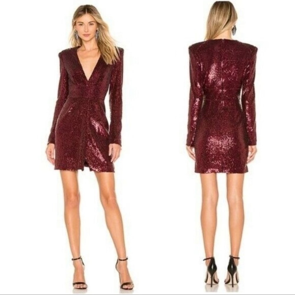 NWT A.L.C. Bordeaux All-Over Sequin Mara Dress Bordeaux